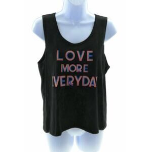 Electric Pink Black "Love More Everday" Tank Top - Size Large - Workout Casual